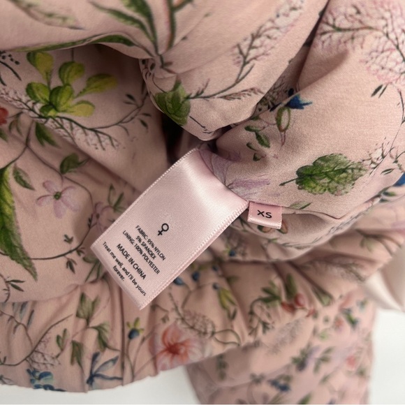Selkie The Marshmellow Puffer Pink Floral Cropped Coquette Puff Sleeve Coat XS - Picture 9 of 11